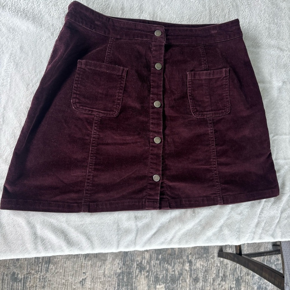 Jay Jays Corduroy Button Skirt | Plum Burgundy 14
